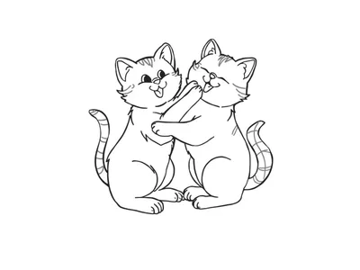 Kleurplaat 2 katten