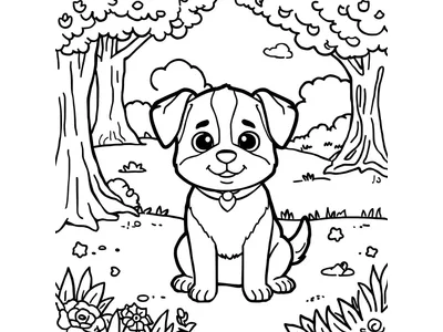 Kleurplaat hond in het park