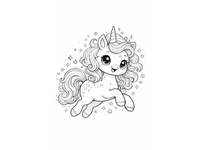 Kleurplaat chibi unicorn