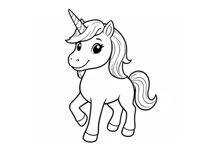 Kleurplaat unicorn cartoon