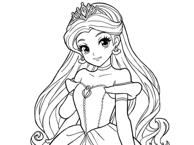 Kleurplaat prinses anime