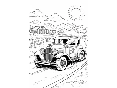 Kleurplaat oldtimer auto