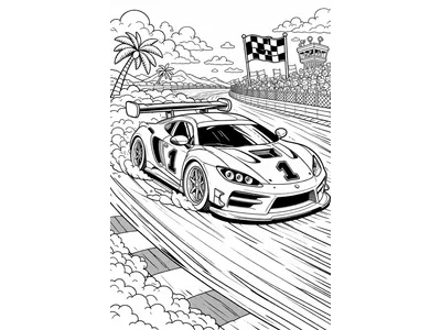 Kleurplaat raceauto