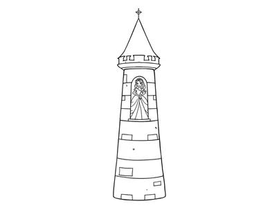 Kleurplaat prinses in toren