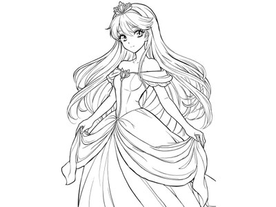 Kleurplaat anime prinses