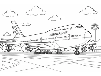 Kleurplaat Boeing 747