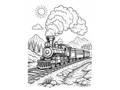Kleurplaat stoomtrein