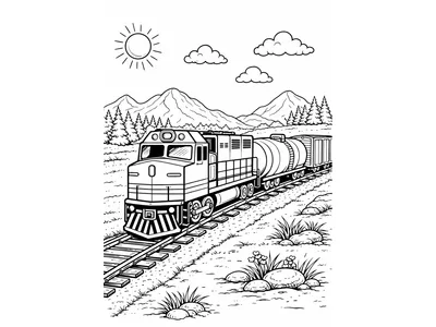 Kleurplaat goederentrein