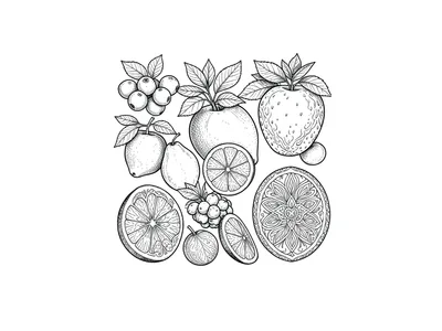 Kleurplaat volwassenen fruit