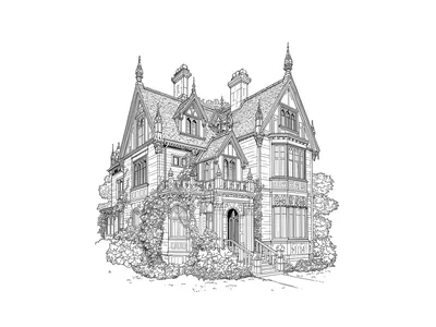 Kleurplaat volwassenen huis 2