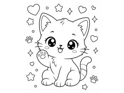 Kawaii kleurplaat kitten