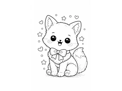 Kawaii kitten kleurplaat