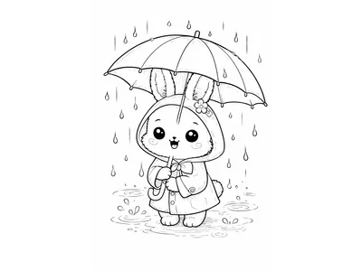Kawaii kleurplaat konijn 2
