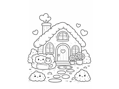 Kawaii kleurplaat huisje