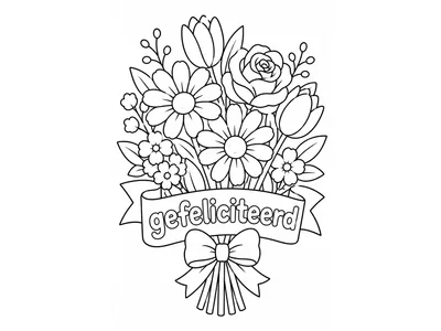 Kleurplaat verjaardag bos bloemen