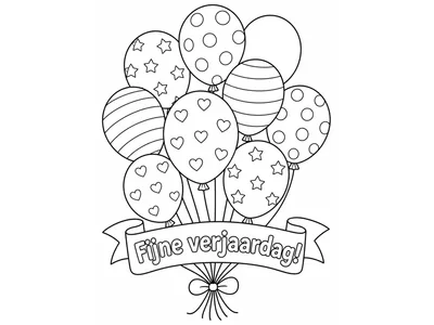 Kleurplaat verjaardag ballonnen
