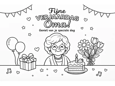 Kleurplaat verjaardag oma