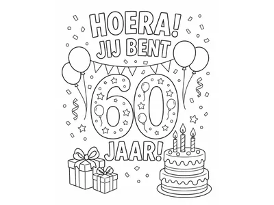 Kleurplaat 60 jaar feest