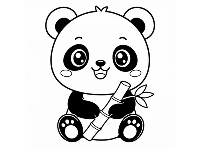 Kleurplaat kawaii panda