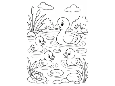 Kleurplaat eendjes