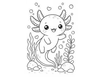 Kleurplaat kawaii axolotl