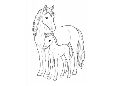 Kleurplaat paard met veulentje