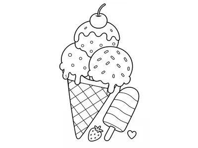 Kleurplaat zomer ijsjes