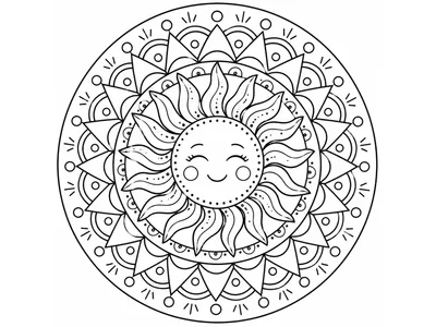 Kleurplaat mandala zon