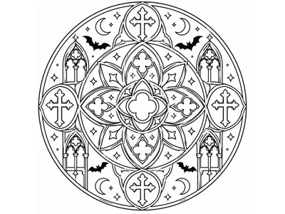 Kleurplaat mandala gotisch