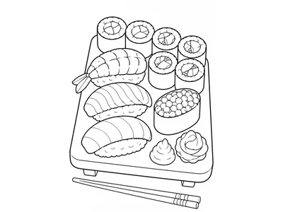 Kleurplaat sushi