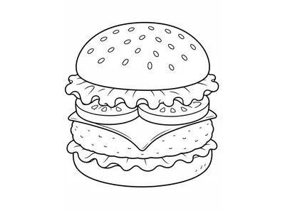 Kleurplaat broodje hamburger