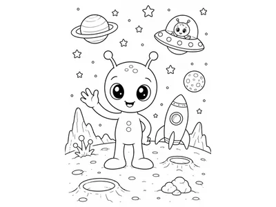 kleurplaat vriendelijke alien