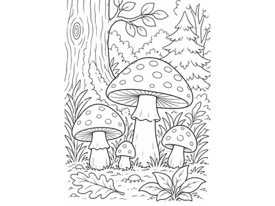 Kleurplaat paddenstoelen