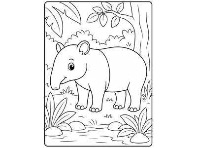 Kleurplaat tapir