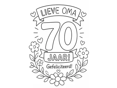 Kleurplaat verjaardag oma 70 jaar