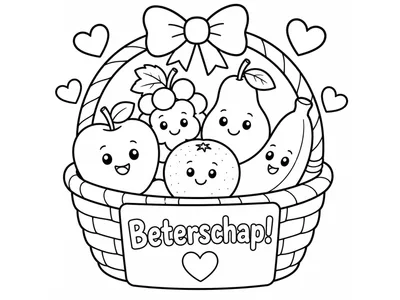 Kleurplaat beterschap fruitmand