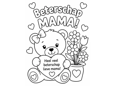 Kleurplaat beterschap mama