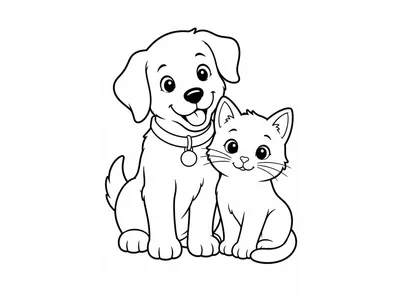 Kleurplaat hond en kat