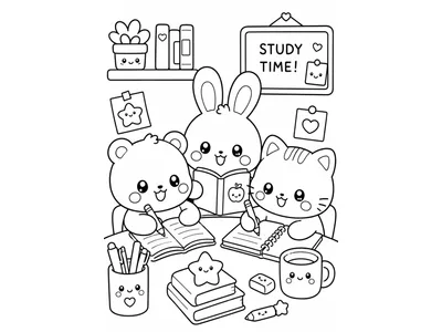 Klaurplaat Kawaii studiehoekje