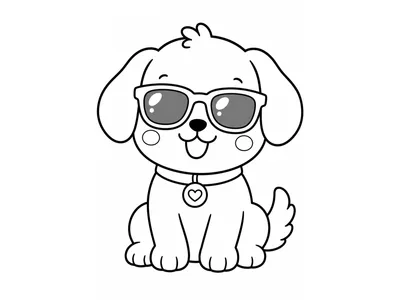 Kleurplaat hond met zonnebril